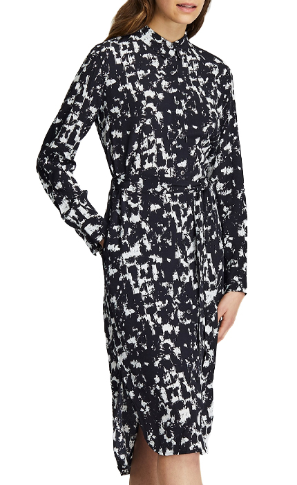 Uniqlo WOMEN PRINTED LONG-SLEEVE SHIRT DRESS.