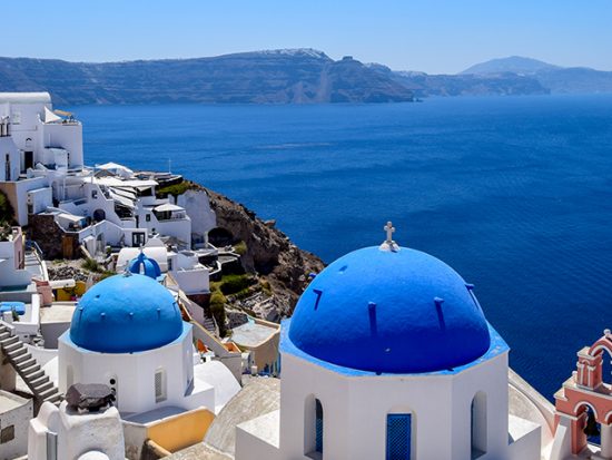 View of Santorini and the mediterranean.