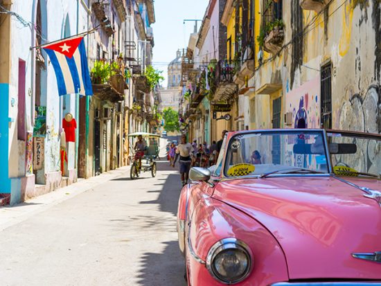 Vintage Car on a Street in Havana Cuba.