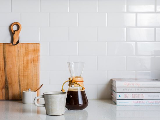 Coffee on a Kitchen counter.