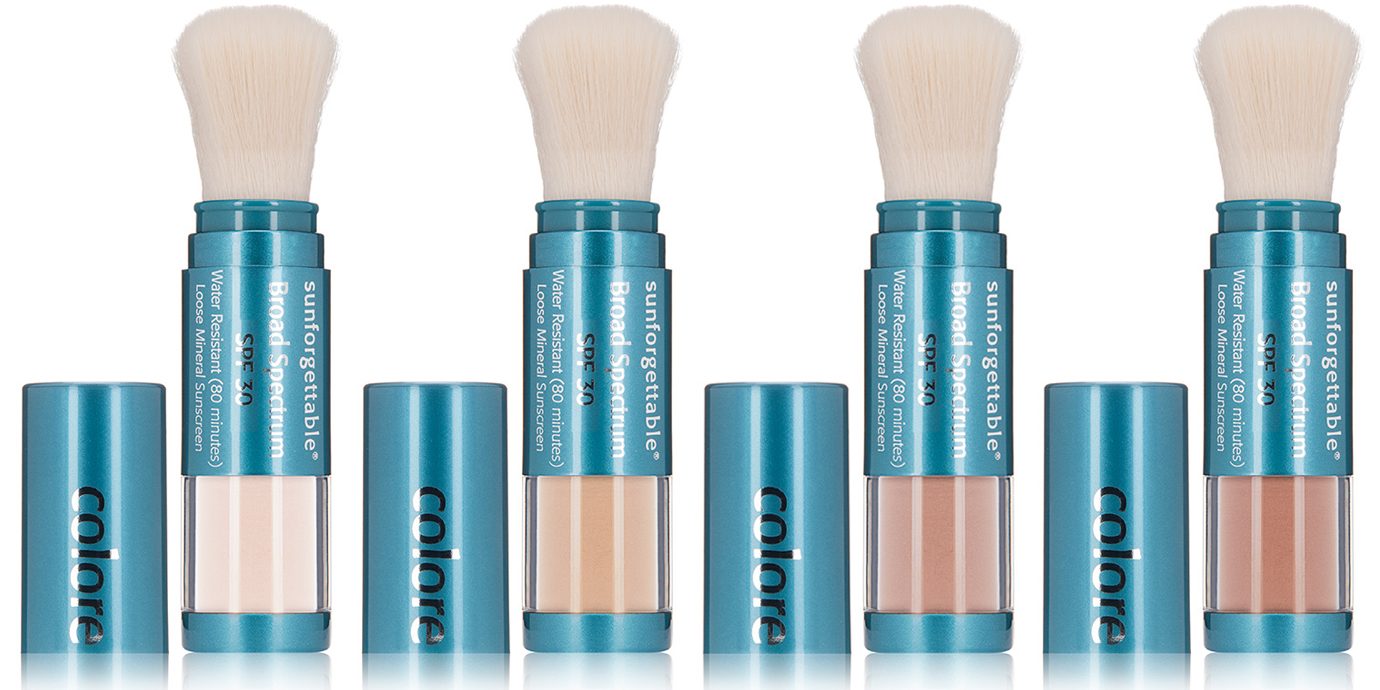 Colorescience Sunforgettable Brush-on Sunscreen SPF 30 shades.