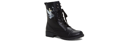 DISNEY PETER PAN TINKER BELL COMBAT BOOTS.