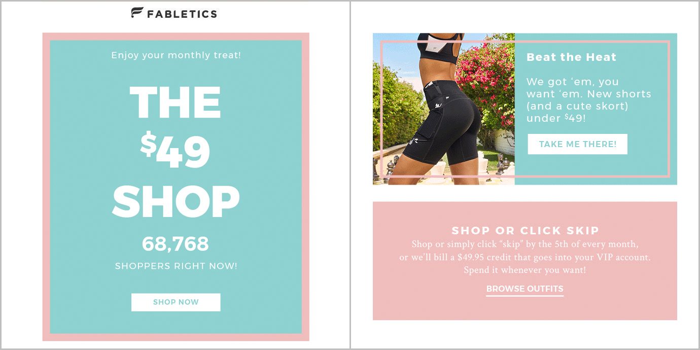 Fabletics monthly email.