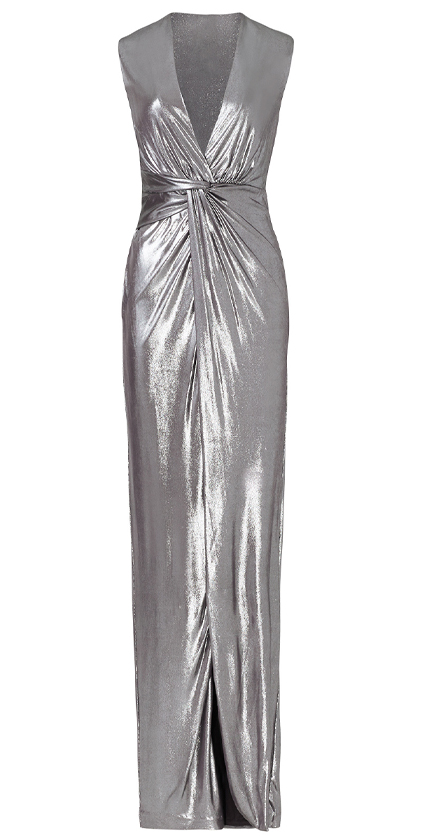 Halston Heritage ADD TO HEARTS Silver Twist Column Gown.