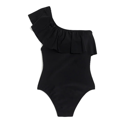 J.Crew Factory Ruffle one-shoulder one-piece swimsuit.