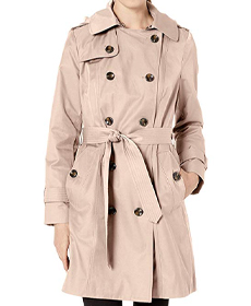 London Fog Women's 36" Length Double-Breasted Trench Coat with Belt.