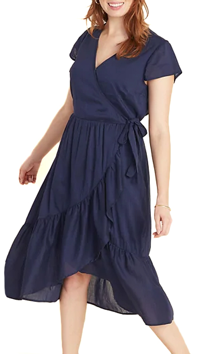 Old Navy Waist-Defined Faux-Wrap Tiered-Hem Midi for Women.