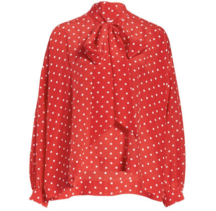 Polka Dot Tie Neck Silk Blouse BALENCIAGA.