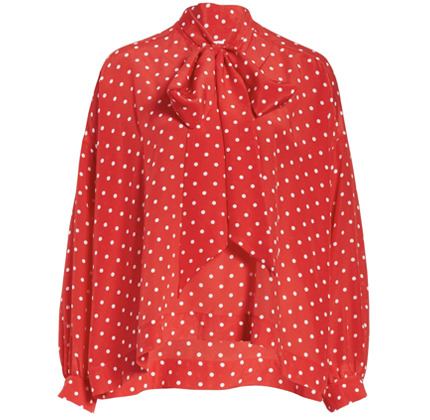 Polka Dot Tie Neck Silk Blouse BALENCIAGA.