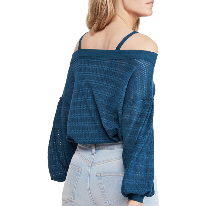 Sistine Cold Shoulder Hacci Knit Top FREE PEOPLE.