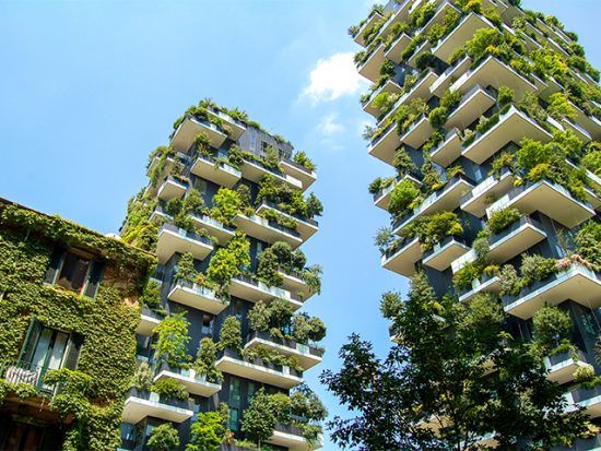 View of Bosco Verticale in Milan.