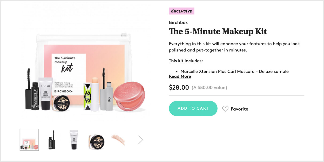 Birchbox 5 minute makeup discovery kit.