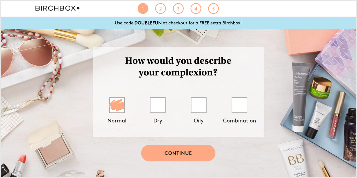 Screenshot of Birchbox Style Quiz.