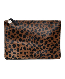 Clare V. Leopard Flat Haircalf Clutch.