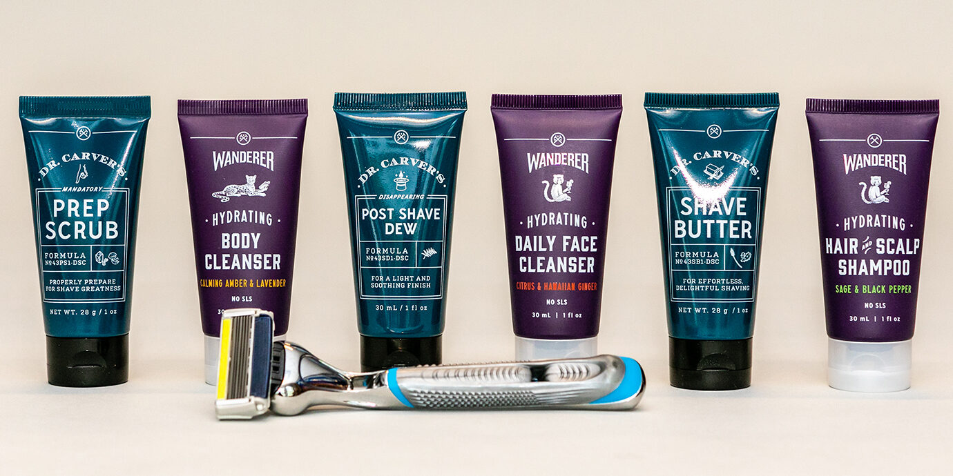 Lineup of Dollar Shave Club Products.