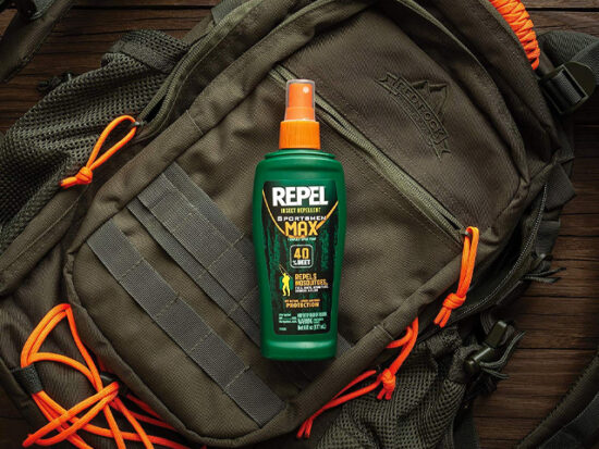 Repel Insect Repellent on a backpack.