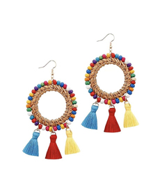 Ckysee Rattan Tassel Earrings