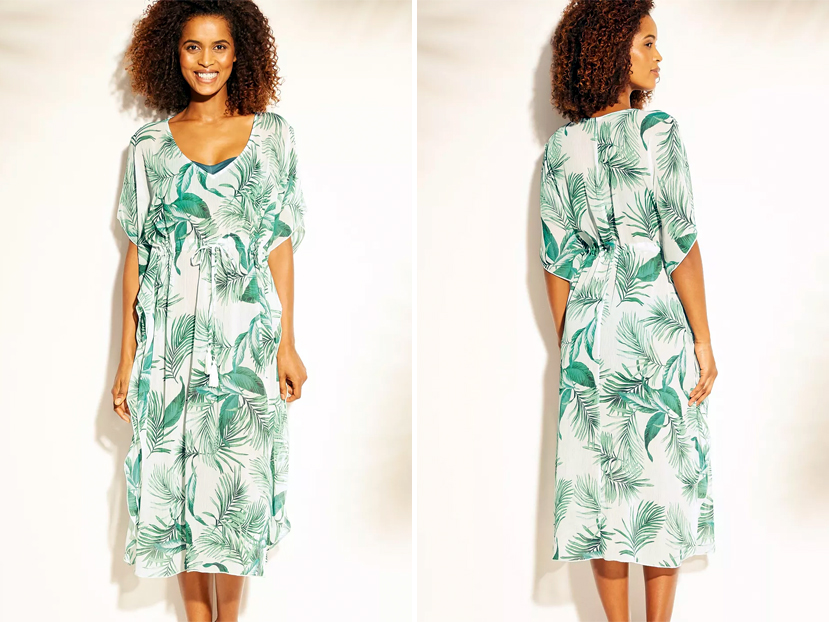 Women's Midi Length Kaftan Cover Up - Kona Sol™ White Palm.