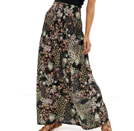 ASOS DESIGN shirred bask maxi skirt in grunge floral.