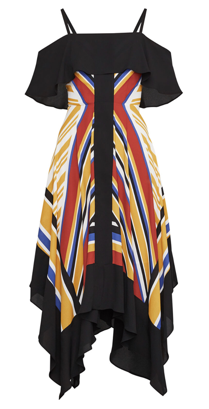 BCBG Strappy Handkerchief Stripe Dress.