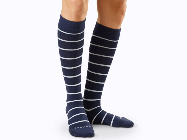 Comrad Companion Compression Socks | Indigo/White Stripe.