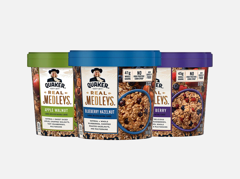 Quaker Real Medleys Oatmeal+, 3 Flavor Variety Pack.