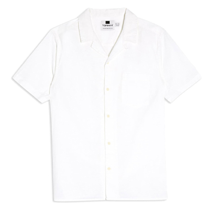 Solid Short Sleeve Button-Up Camp Shirt TOPMAN.