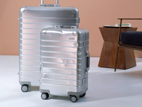 Away Aluminum Bigger Carry-on Suitcase and Checked Luggage.