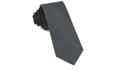 CHARCOAL GROSGRAIN SOLID TIE.