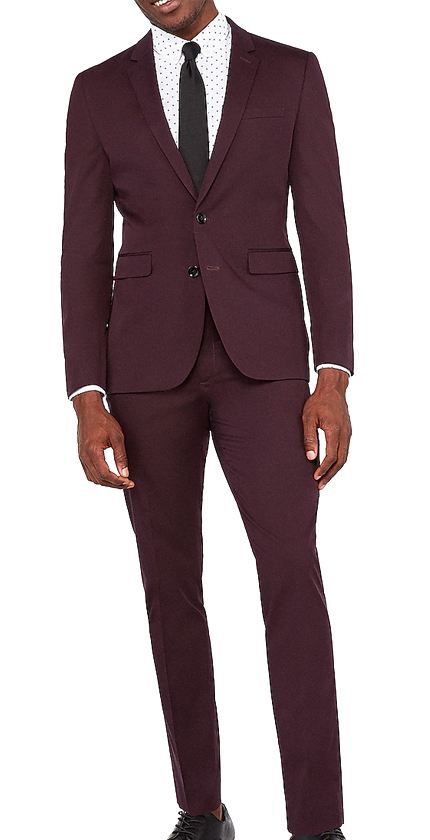 Extra Slim Merlot Cotton Sateen Stretch Suit.