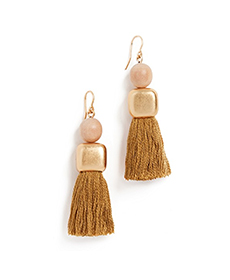 Madewell Wood Bead And Tassel Earrings.