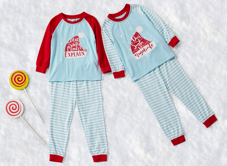 Mosaic Family Matching Sibling Dear Santa Top Stripe Tee Christmas Pajamas Set for Boy - Girl.