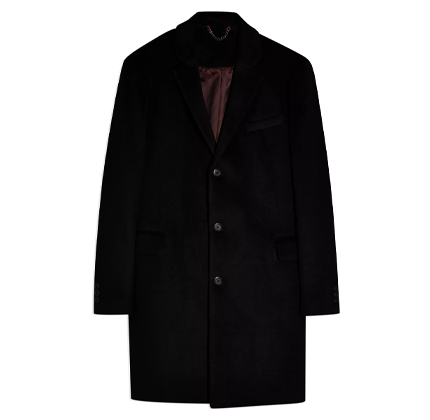 Topman Black Overcoat With Wool.