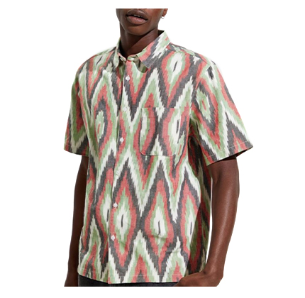 UO Ikat Short Sleeve Button-Down Cotton Shirt.