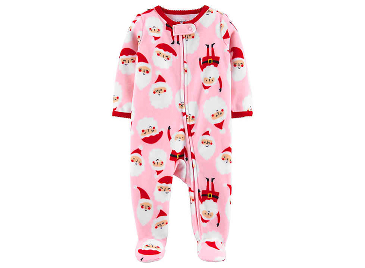 carter's® Santa Fleece Footie in Pink.