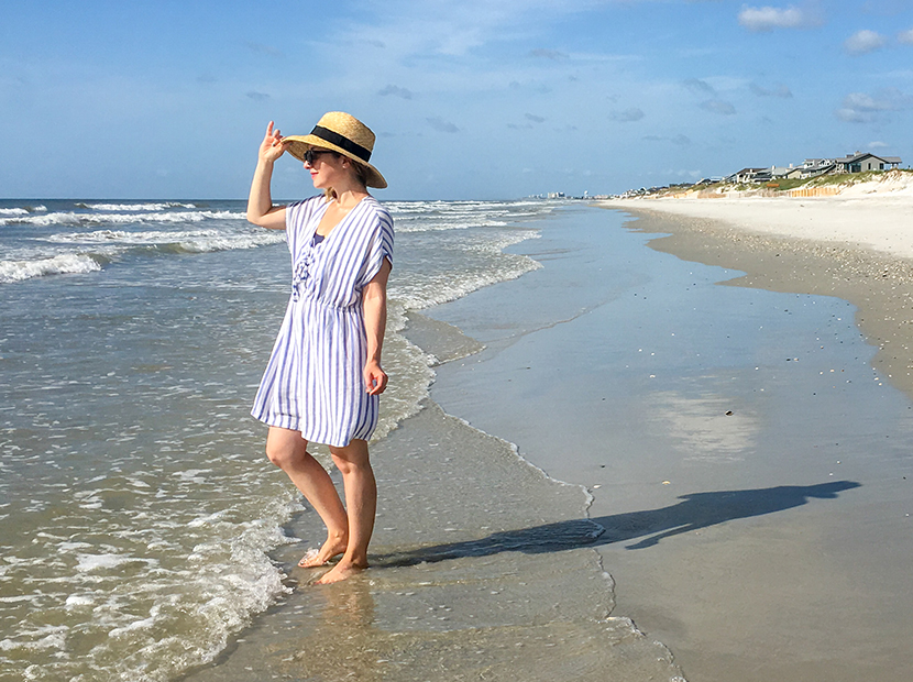 Anne Wearing a Rent the Runway cover-up at the beach.