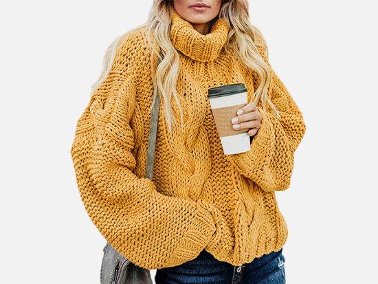 FARYSAYS Women's Cable Knit Turtleneck.