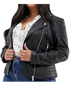 Barney's Originals Plus leather biker jacket.