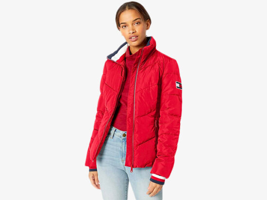 Tommy Hilfiger Women's Short Chevron Quilted Heritage Puffer Jacket.