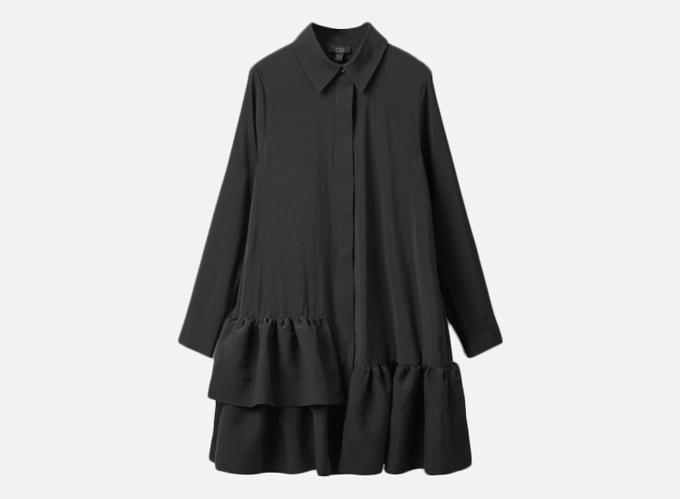 COS FRILLED SHIRT DRESS.