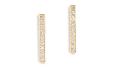 Jennifer Meyer Jewelry 18k Gold Bar Diamond Stud Earrings .