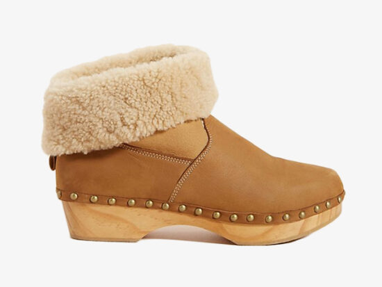 Penelope Chilvers Shearling-Lined Clog Boots.