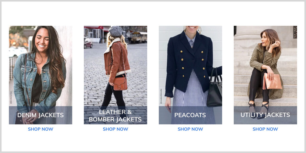 Screenshot of Thredup Coat Categories.