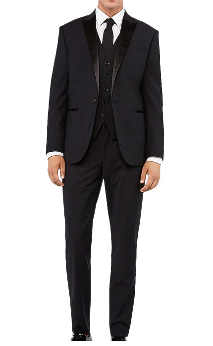 Slim Black Performance Stretch Wool Blend Tuxedo.