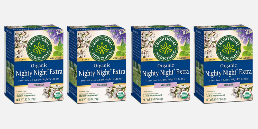 Traditional Medicinals, Organic Nighty Night Valerian collage.