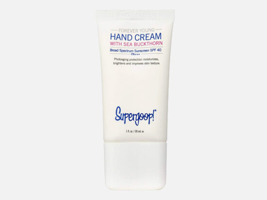 Supergoop! Forever Young Hand Cream with Sea Buckthorn SPF 40.