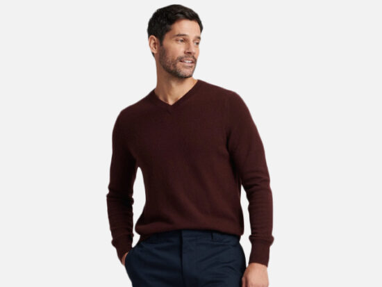 The Essential $75 Cashmere V-Neck Sweater Plum.