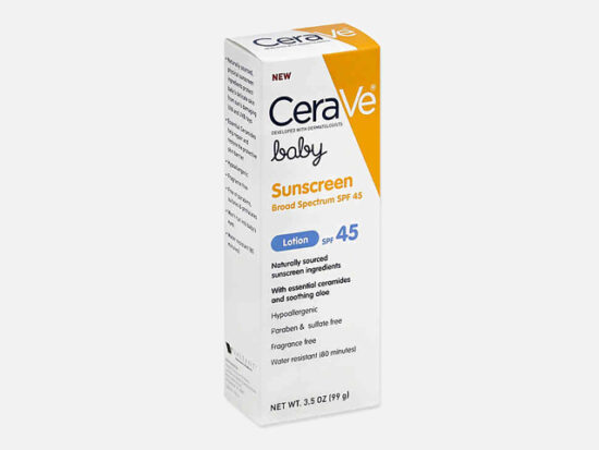 CeraVe® 3.5 oz. Baby Sunscreen Lotion SPF 45.