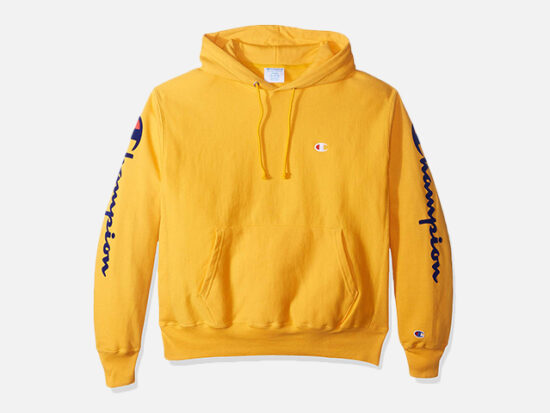 Champion LIFE Men's Reverse Weave Po Hood-Oversized Flock Script.