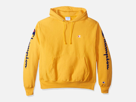 Champion LIFE Men's Reverse Weave Po Hood-Oversized Flock Script.